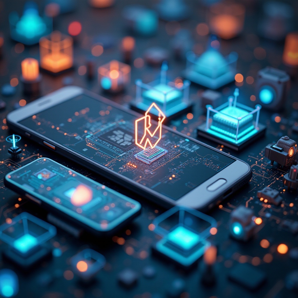 symbole i znaczenia telefonu komórkowego z Androidem